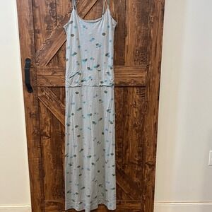 Horny Toad Maxi Dress Small‎ Blue Floral Sleeveless Casual Summer euc